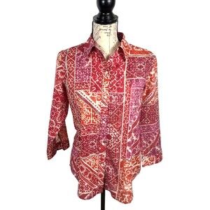 Lauren Ralph Lauren Women's Size Medium Shirt Cotton Top Button Up Blouse